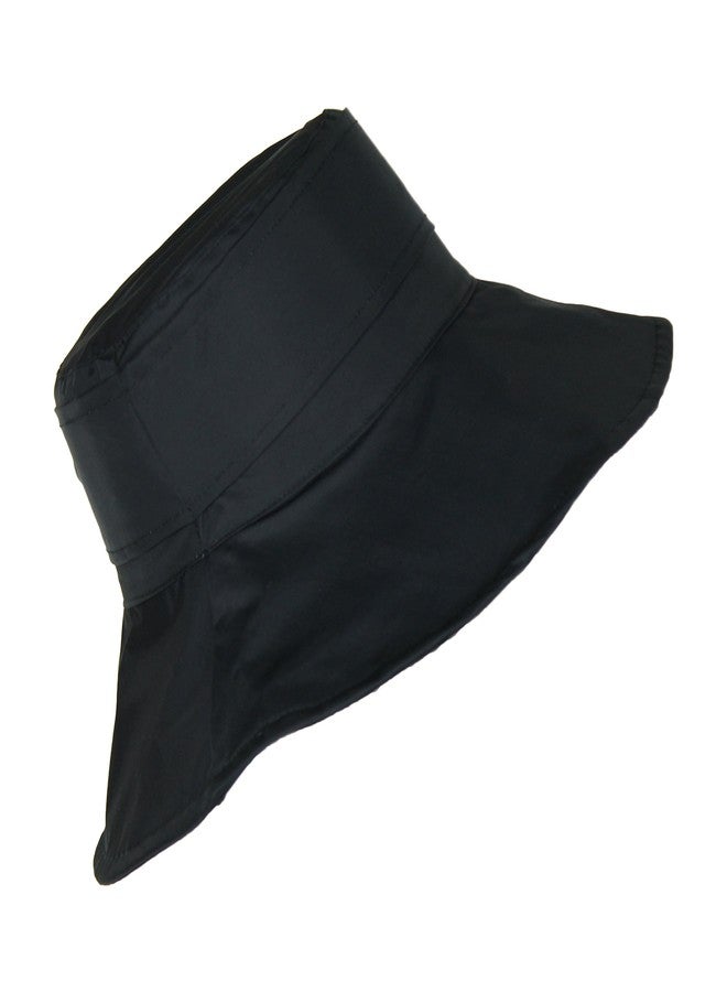 FLH Black Packable Bucket Rain Hat w/ Buckle, 3.5 inch Wide Brim - Image 3